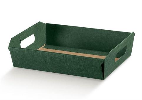 CESTO incollato cm.35x26x7 SETA VERDE