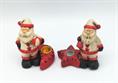 SET 2 PAPA' NATALE PORTA-CANDELA in TERRACOTTA